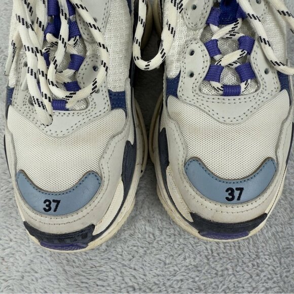 Balenciaga Triple S White Purple Women Sz 7 US/4 UK/37 EU 541641 Style Authentic - Picture 8 of 16